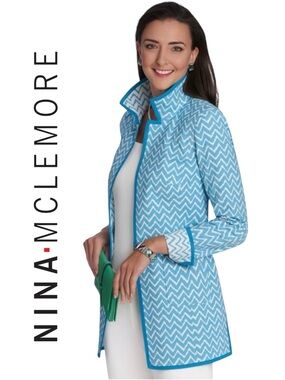 Nina McLemore • Reversible Chevron Bargello Car Coat Jacket || Size 16